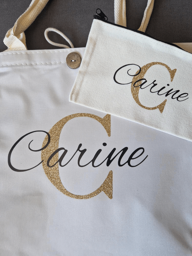 Sac en jute avec ou sans pochette - Prénom à personnaliser 