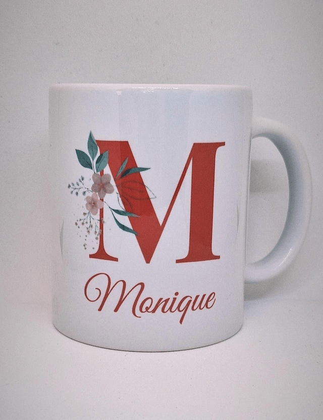 Mug personnalisé - Lettre fleurie + prénom 