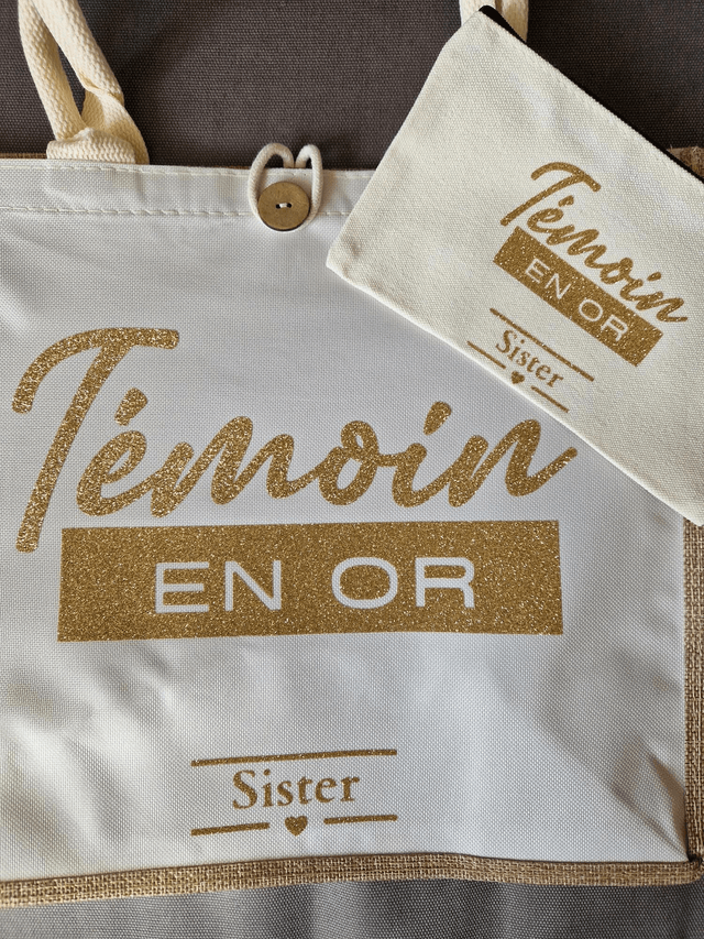 Sac en jute avec ou sans pochette - Témoin en OR