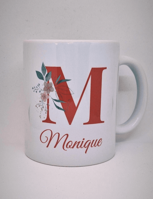 Mug personnalisé - Lettre fleurie + prénom 